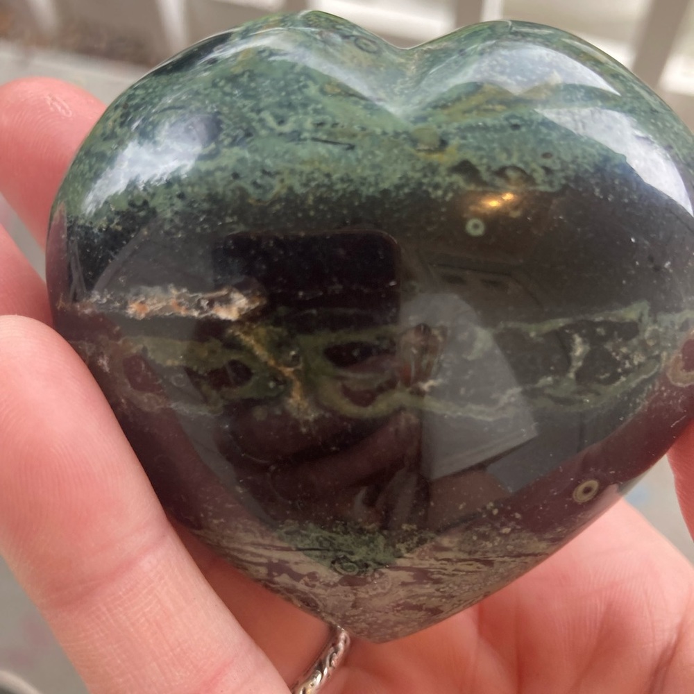 Kambaba jasper polished puffy heart